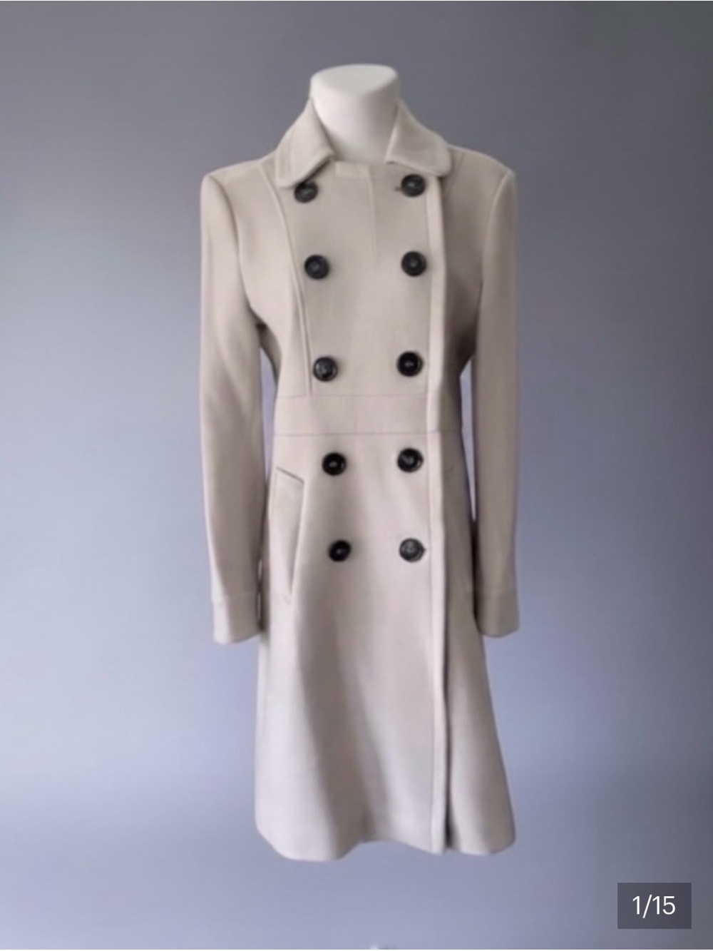 BURBERRY London Dove Grey Military Wool Coat Size 10